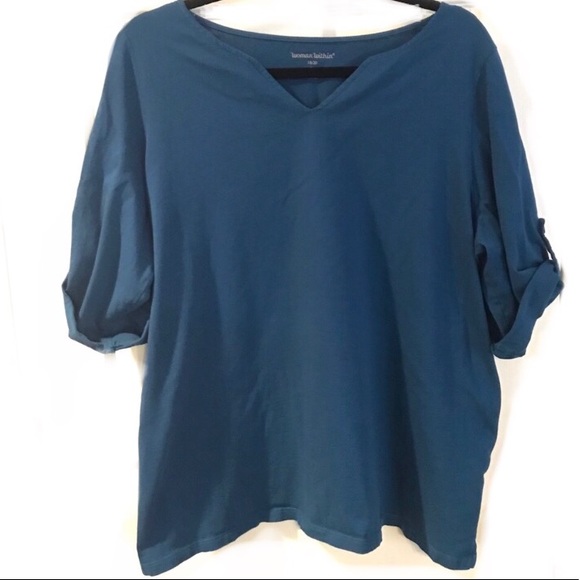 Woman Within Tops - Woman Within Three Quarter Button Sleeve Tunic